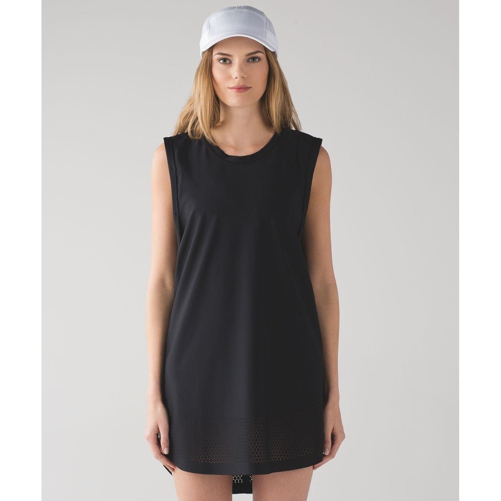 Lululemon Athletica After Waves Hi-Low Mini Tank Dress Black Women's Size Medium